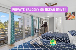 Balcony Beach View w/2 Queen beds, Ocean Dr Beach